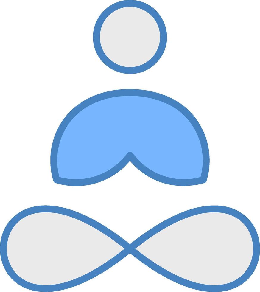 yoga línea lleno azul icono vector