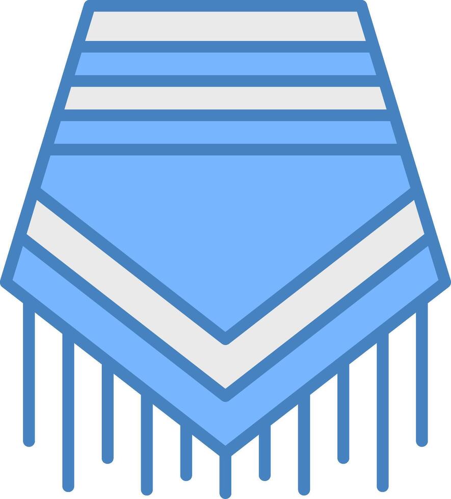 poncho línea lleno azul icono vector