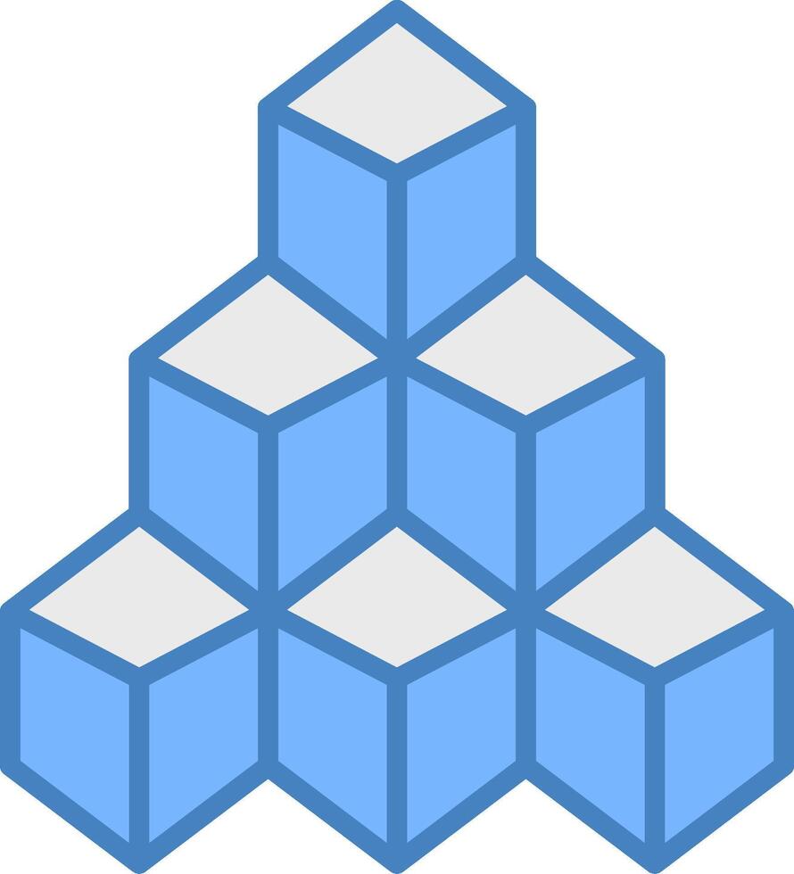 bloques línea lleno azul icono vector