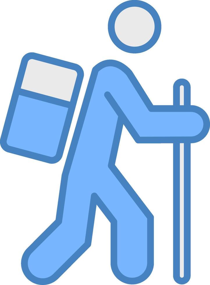 Hiking Line Filled Blue Icon vector