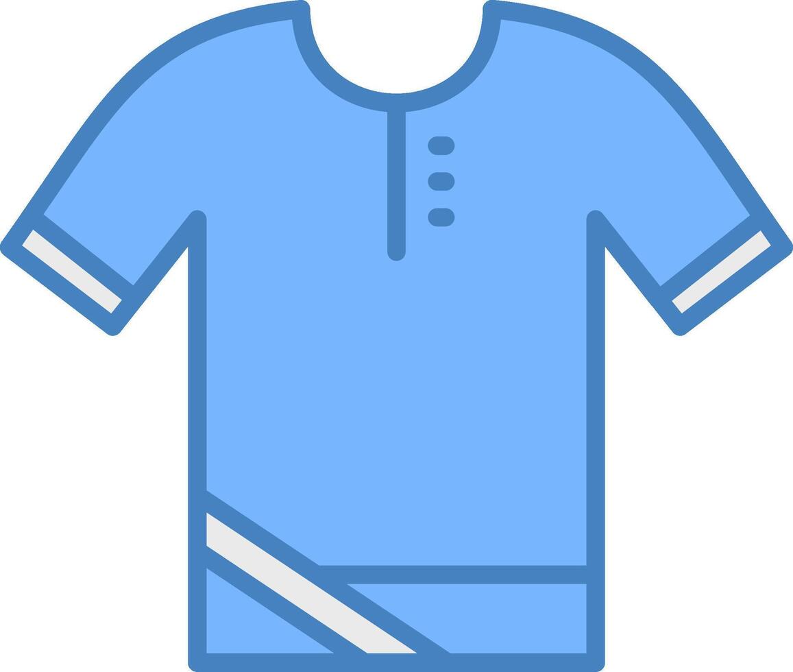 polo camisa línea lleno azul icono vector