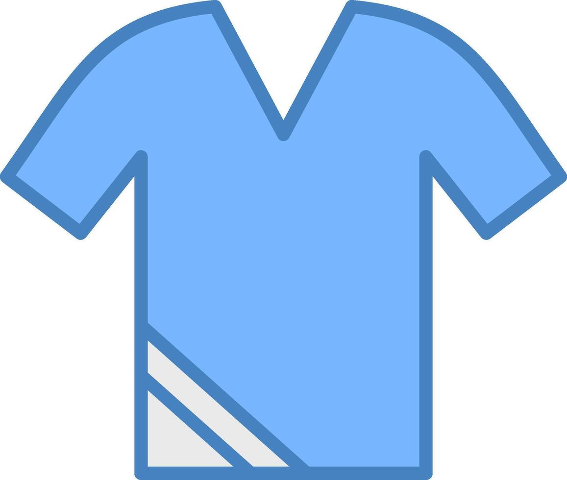 camisa línea lleno azul icono vector