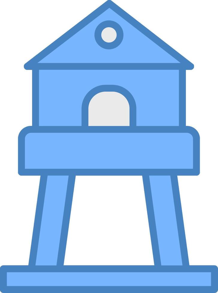 torre línea lleno azul icono vector