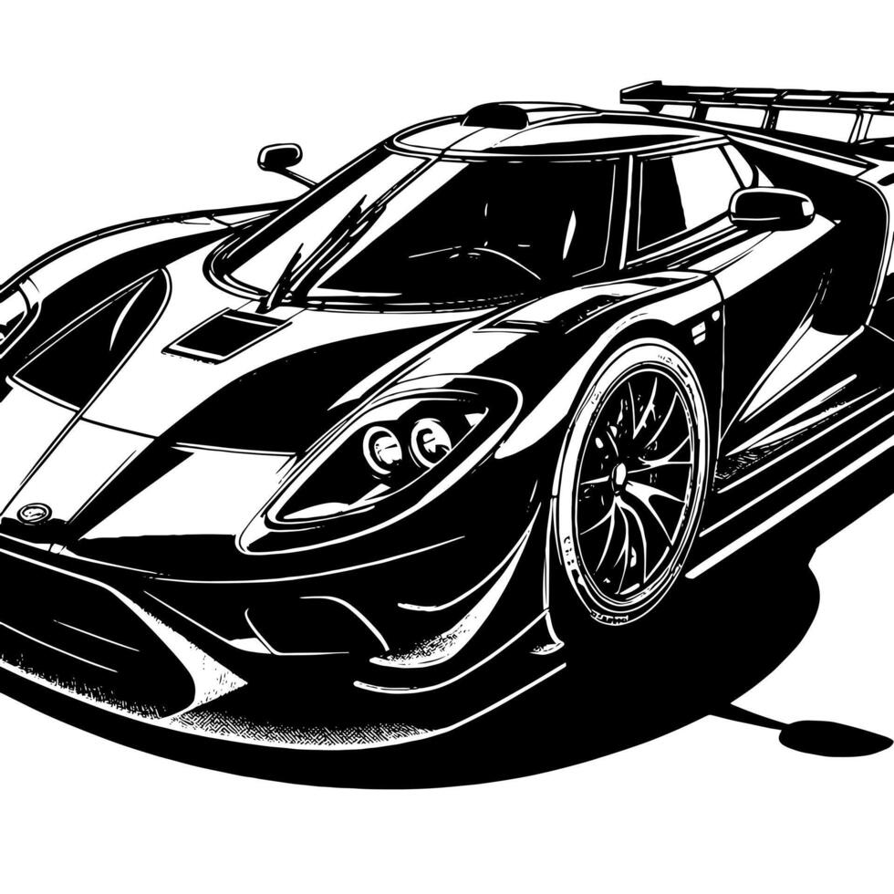 black and white illustration of a Hypercar Sports Car vector