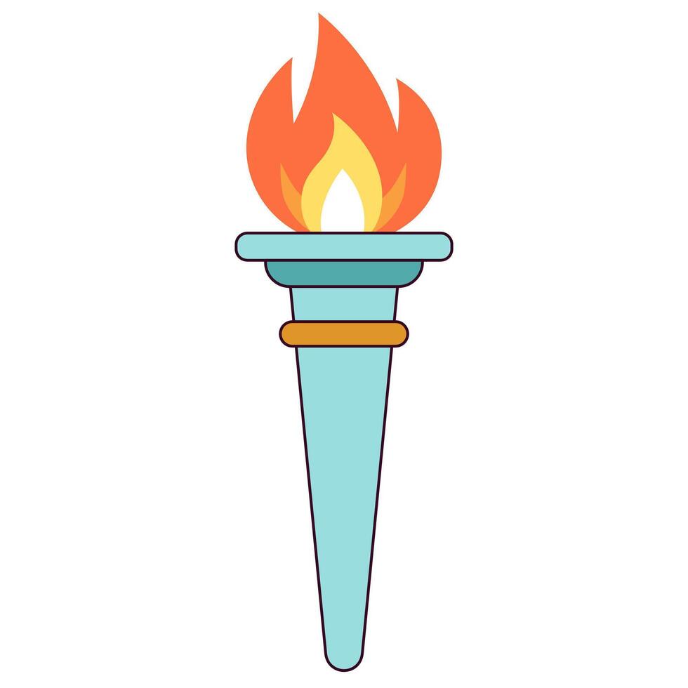 Torch with fire flat icon vector