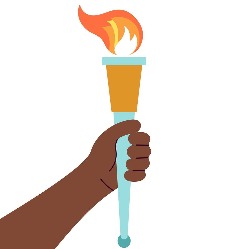 Hand holding torch with fire vector