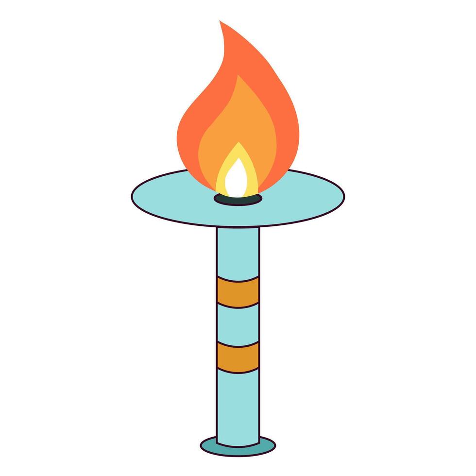 Torch with fire flat icon vector