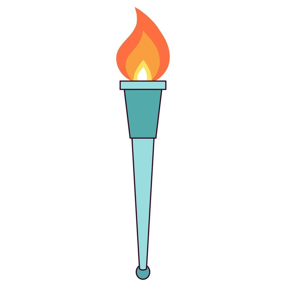 Torch with fire flat icon vector