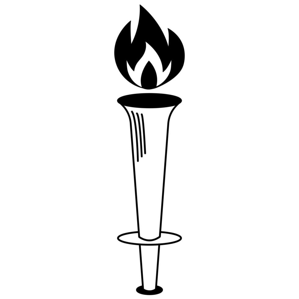 Torch with fire line icon vector