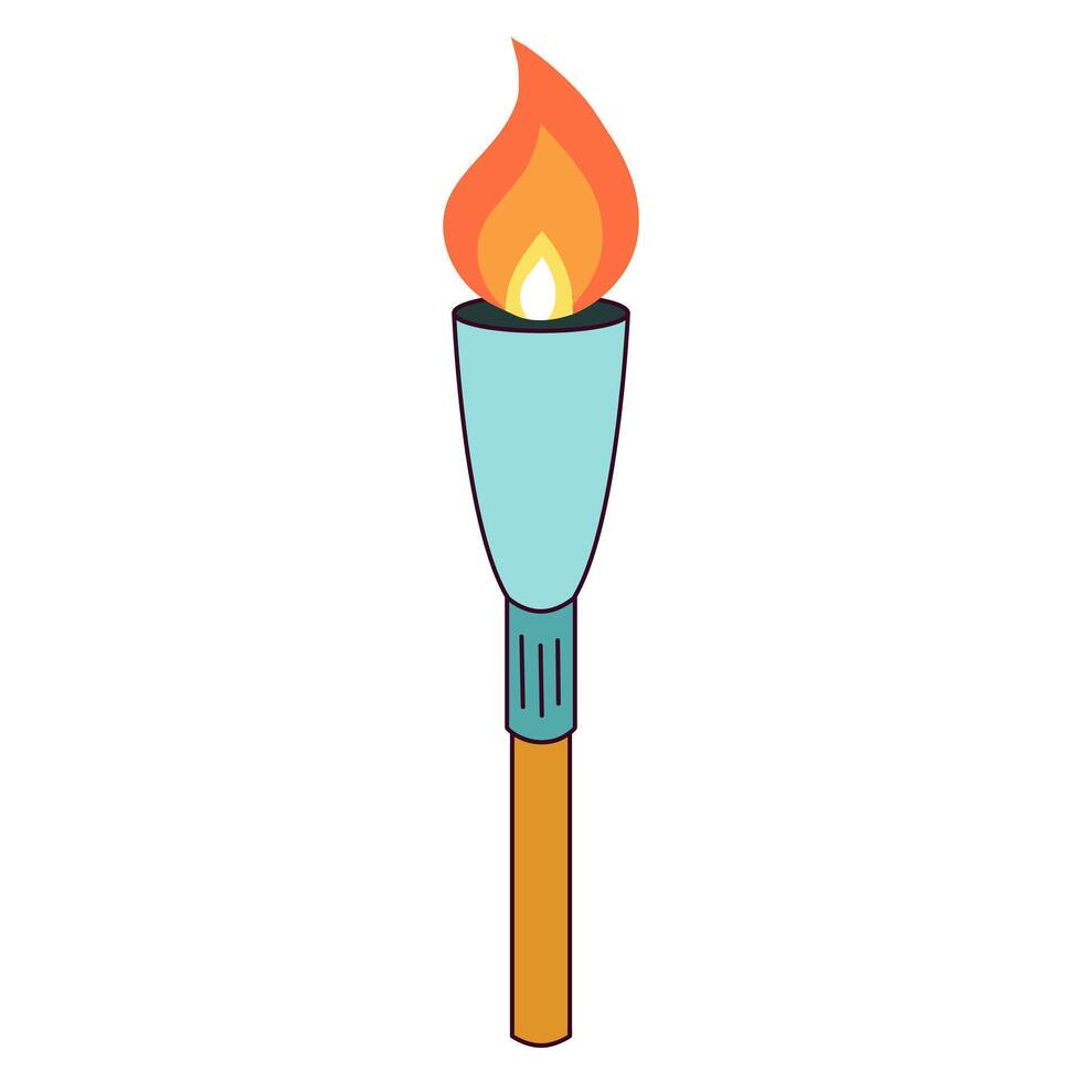 Torch with fire flat icon vector