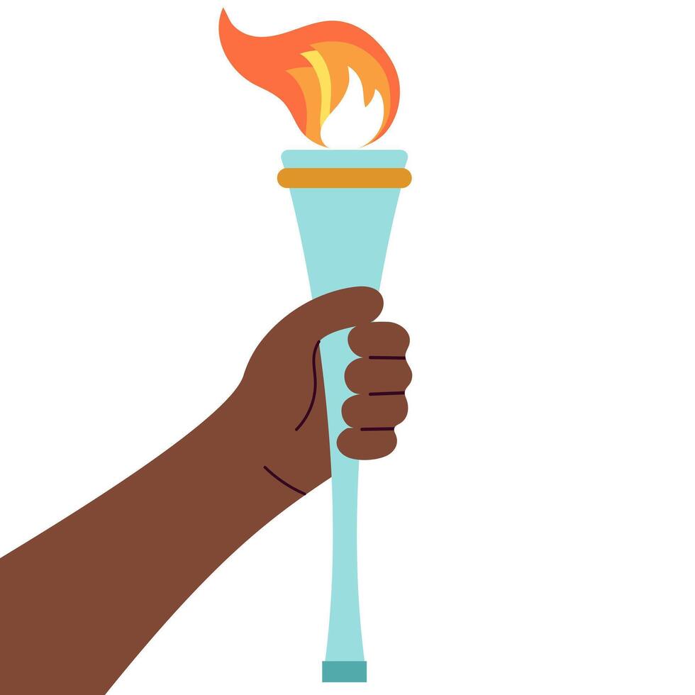 Hand holding torch with fire vector