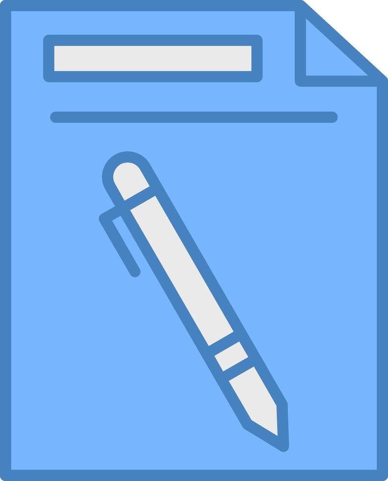 Pen And Paper Line Filled Blue Icon vector