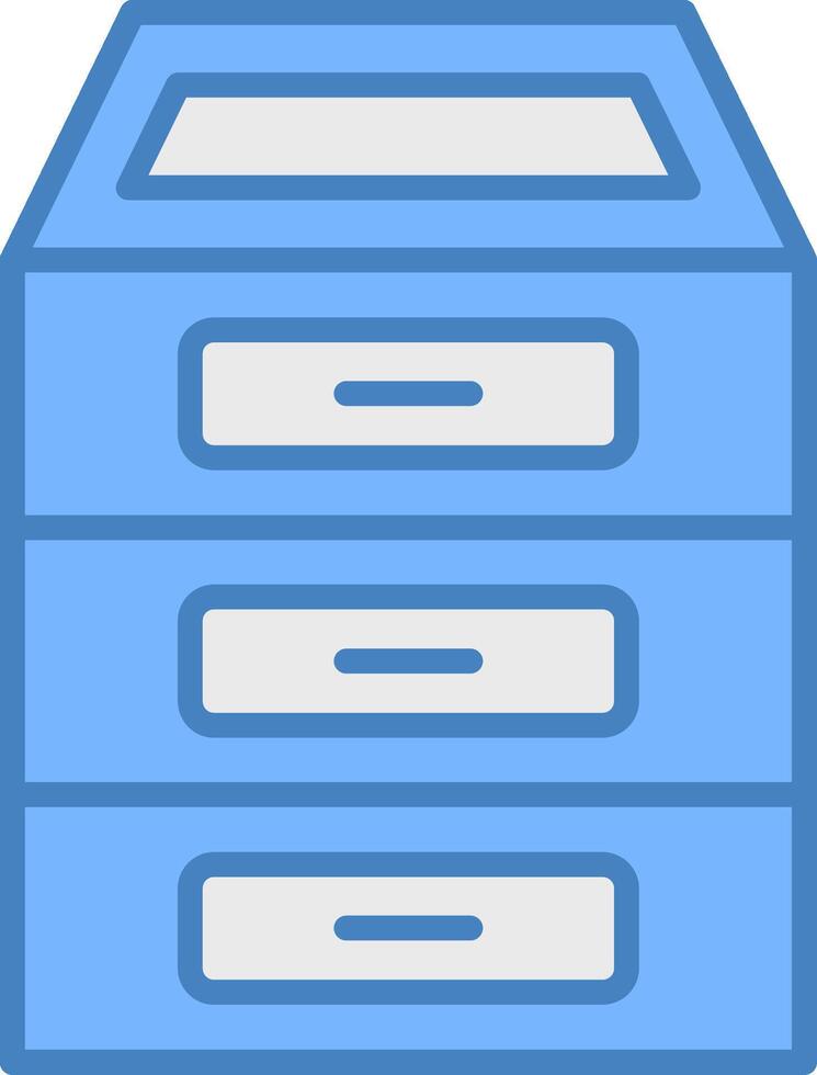 Filing Cabinet Line Filled Blue Icon vector