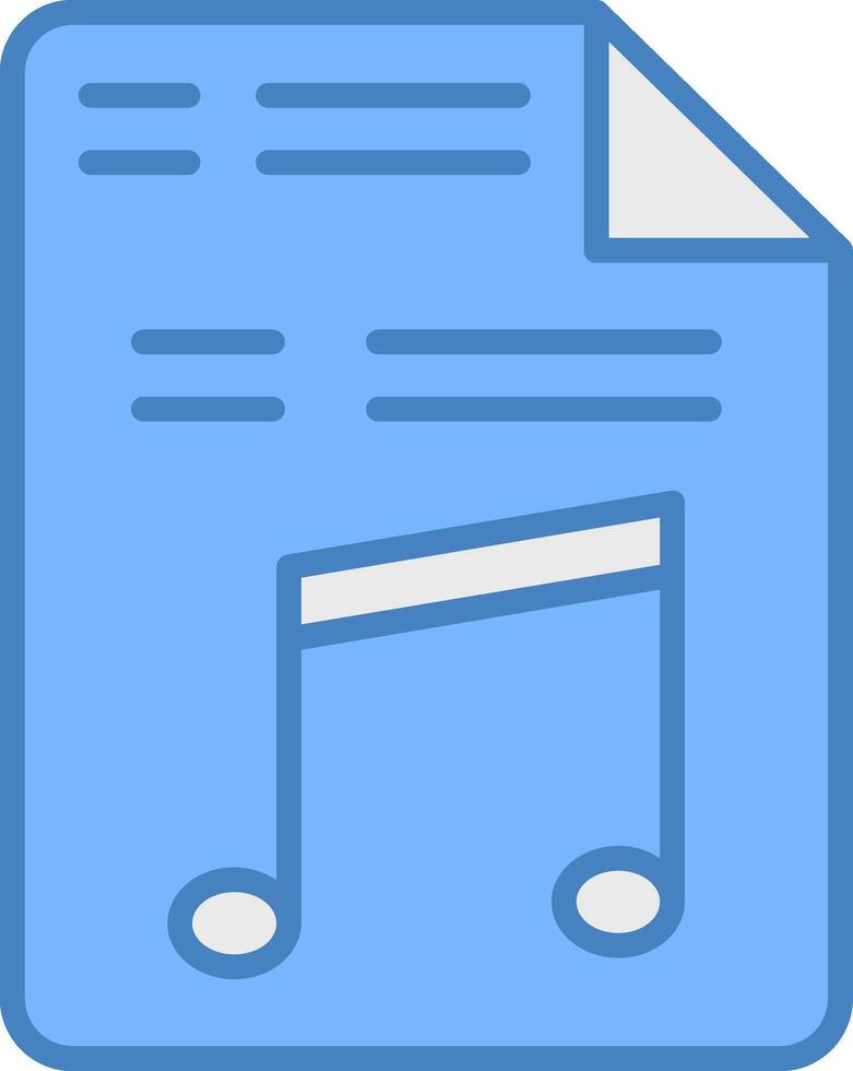 Music File Line Filled Blue Icon vector