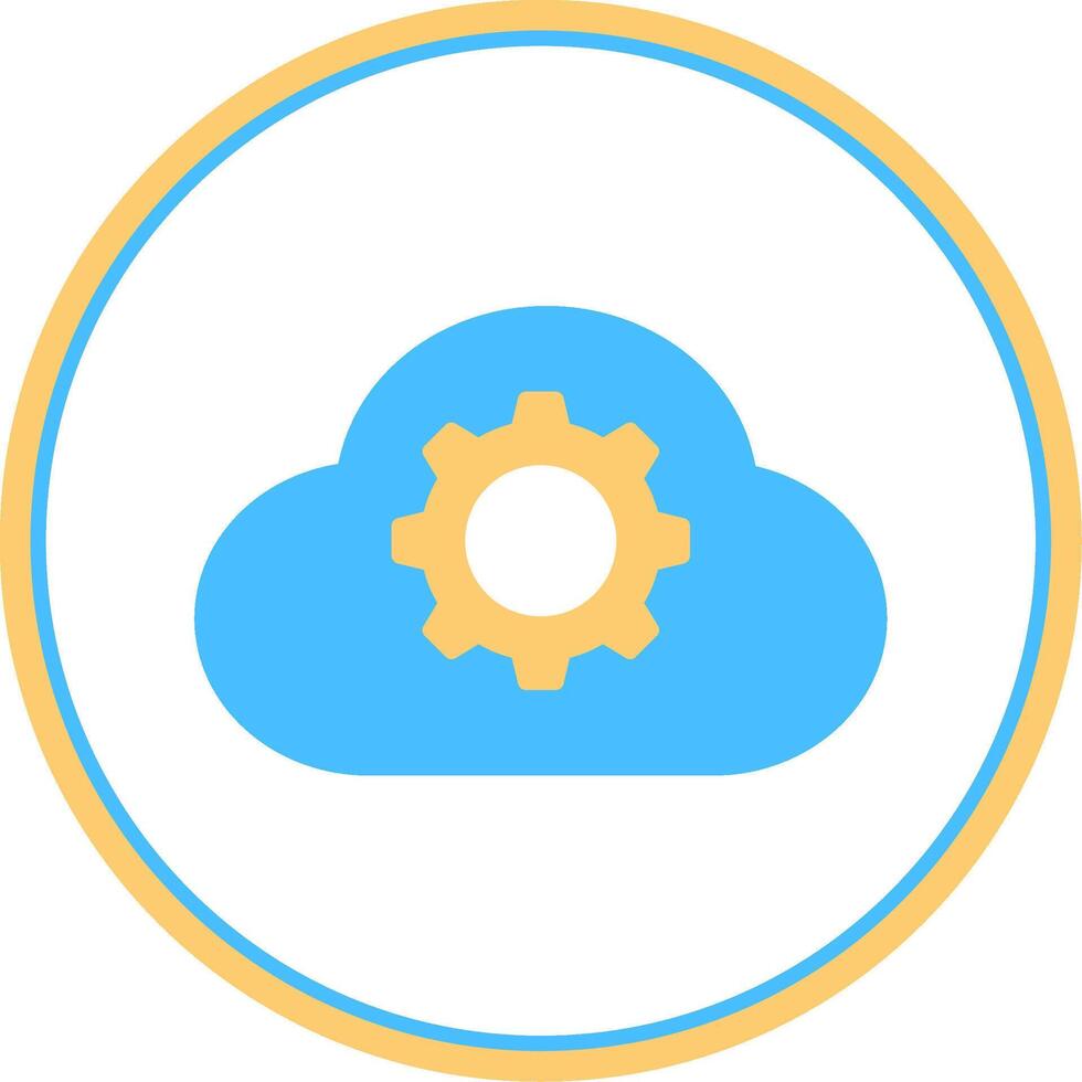 Cloud Settings Flat Circle Icon vector