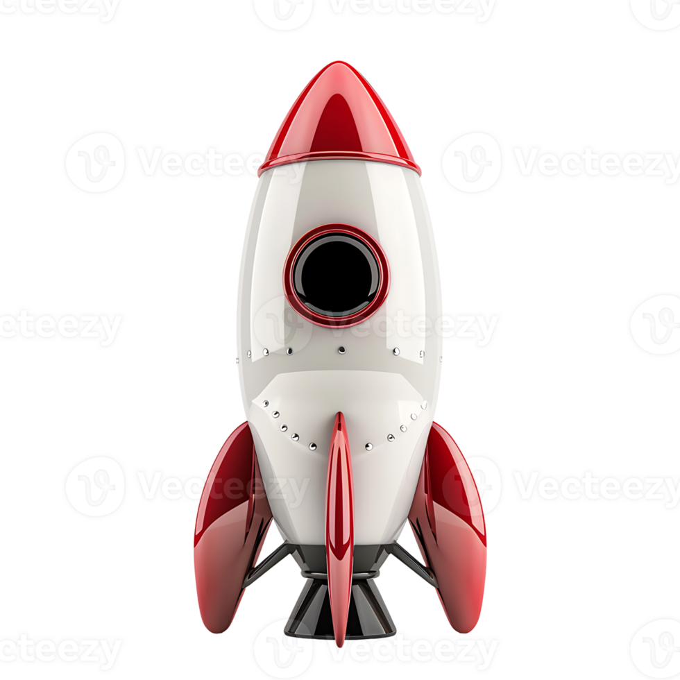 3d render rocket on isolated transparent background png