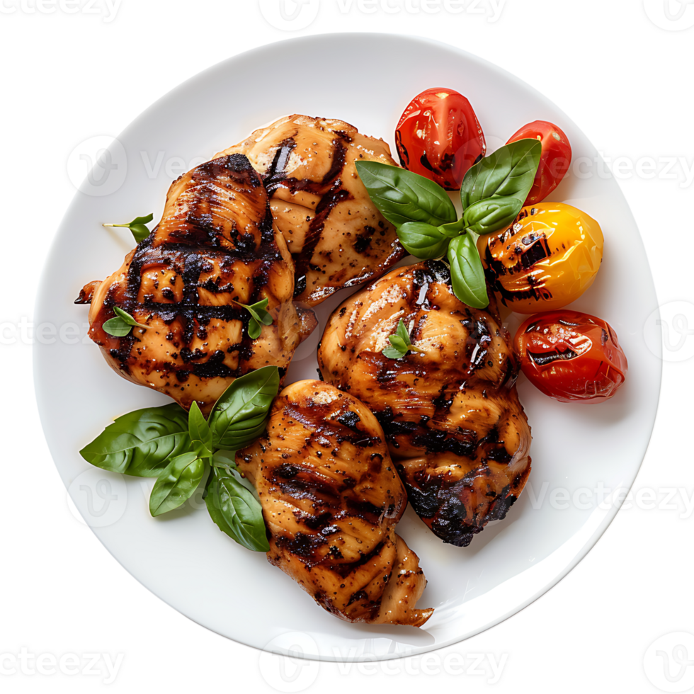 Grilled chicken on isolated transparent background png
