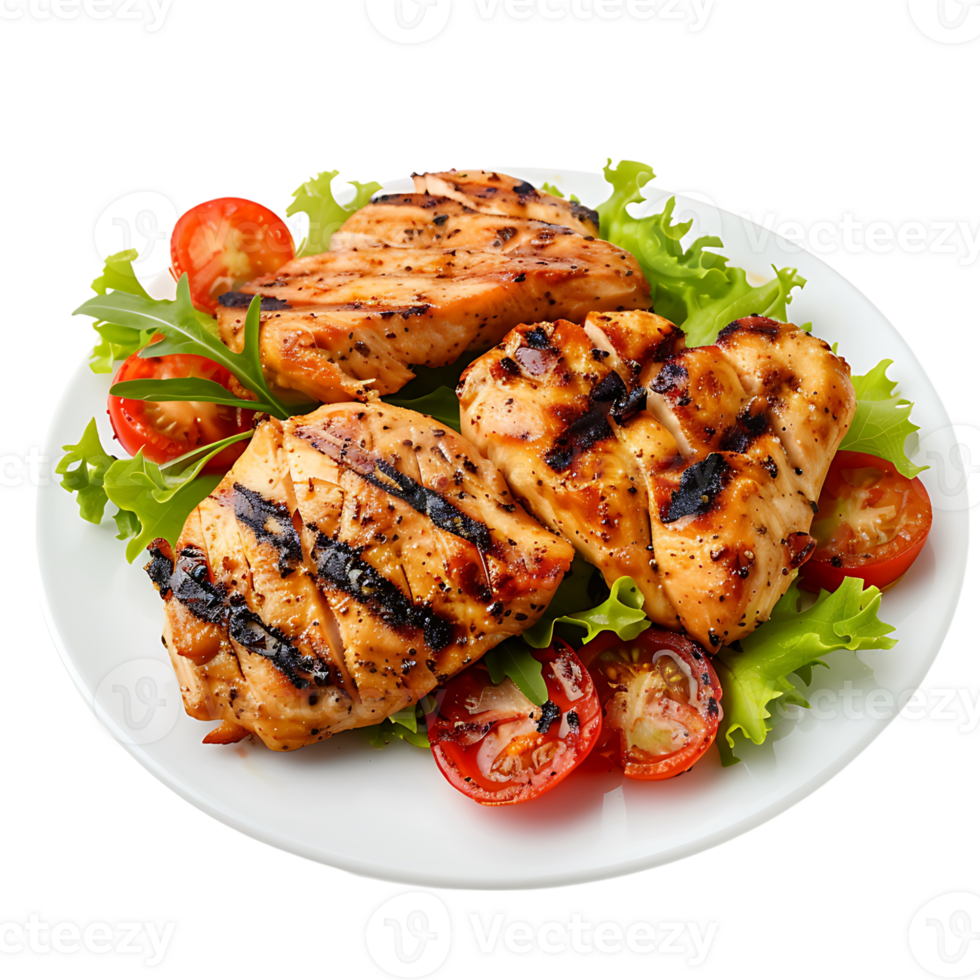 Grilled chicken on isolated transparent background png