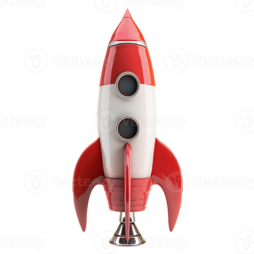 3d render rocket on isolated transparent background png