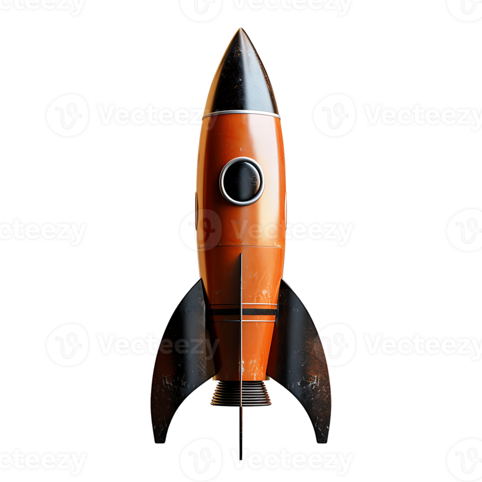 3d render rocket on isolated transparent background png