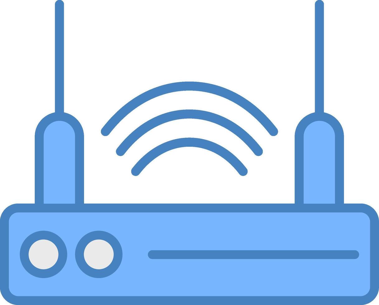 Router Device Line Filled Blue Icon vector