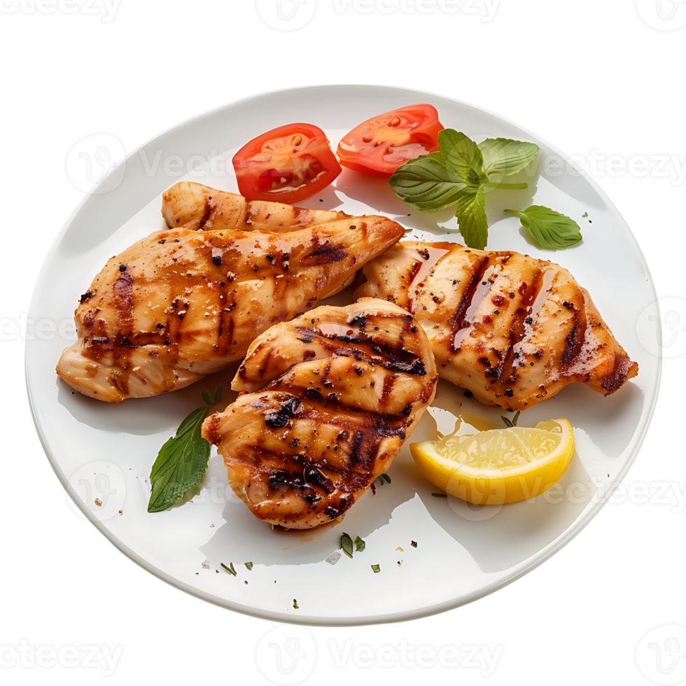 Grilled chicken on isolated transparent background png