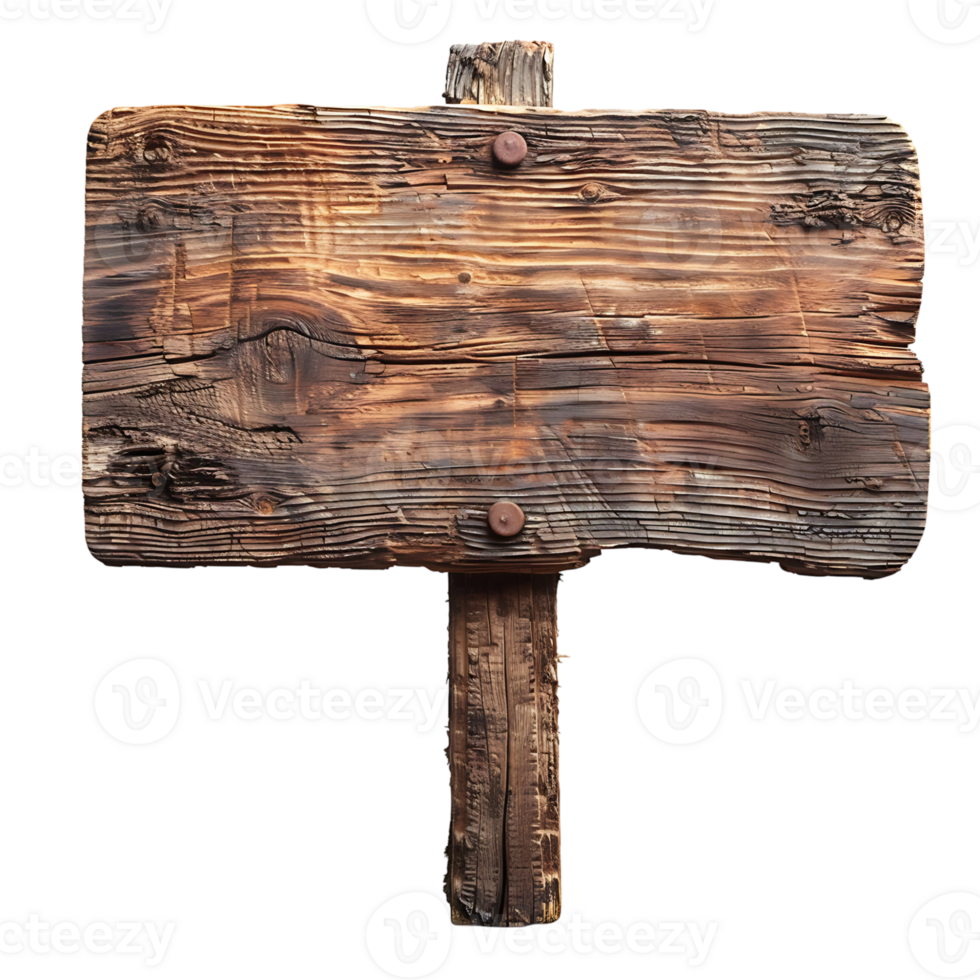 A wooden sign board on isolated transparent background png