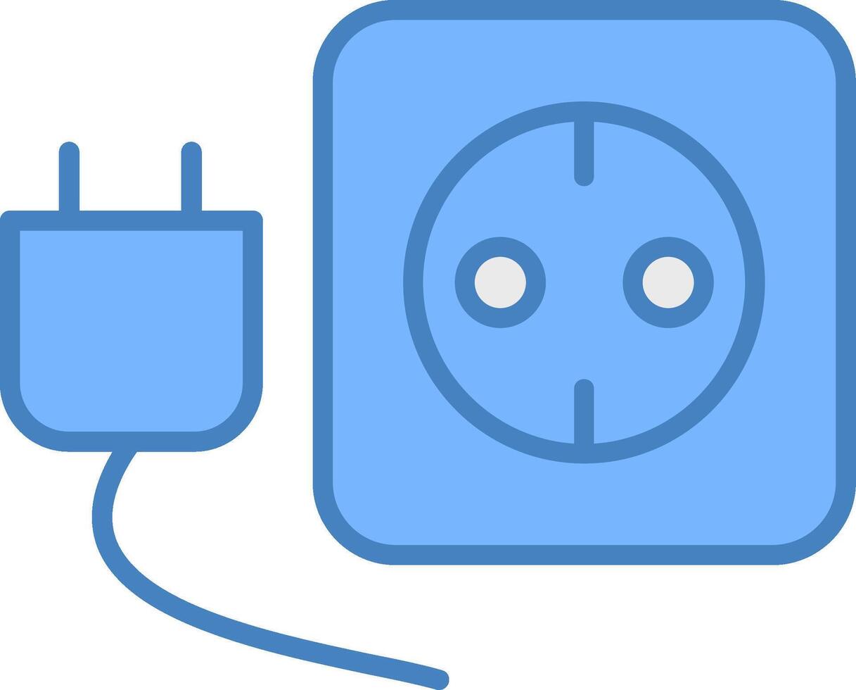 Plug And Socket Line Filled Blue Icon vector