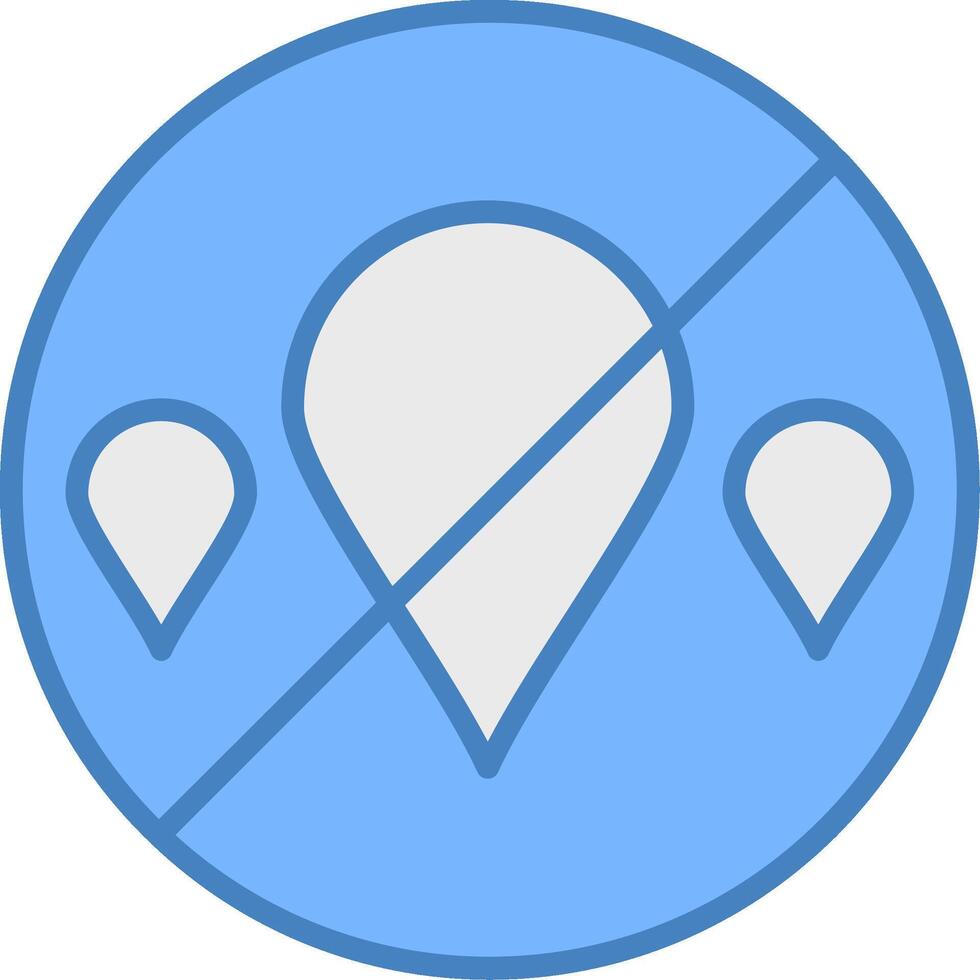 No Water Line Filled Blue Icon vector