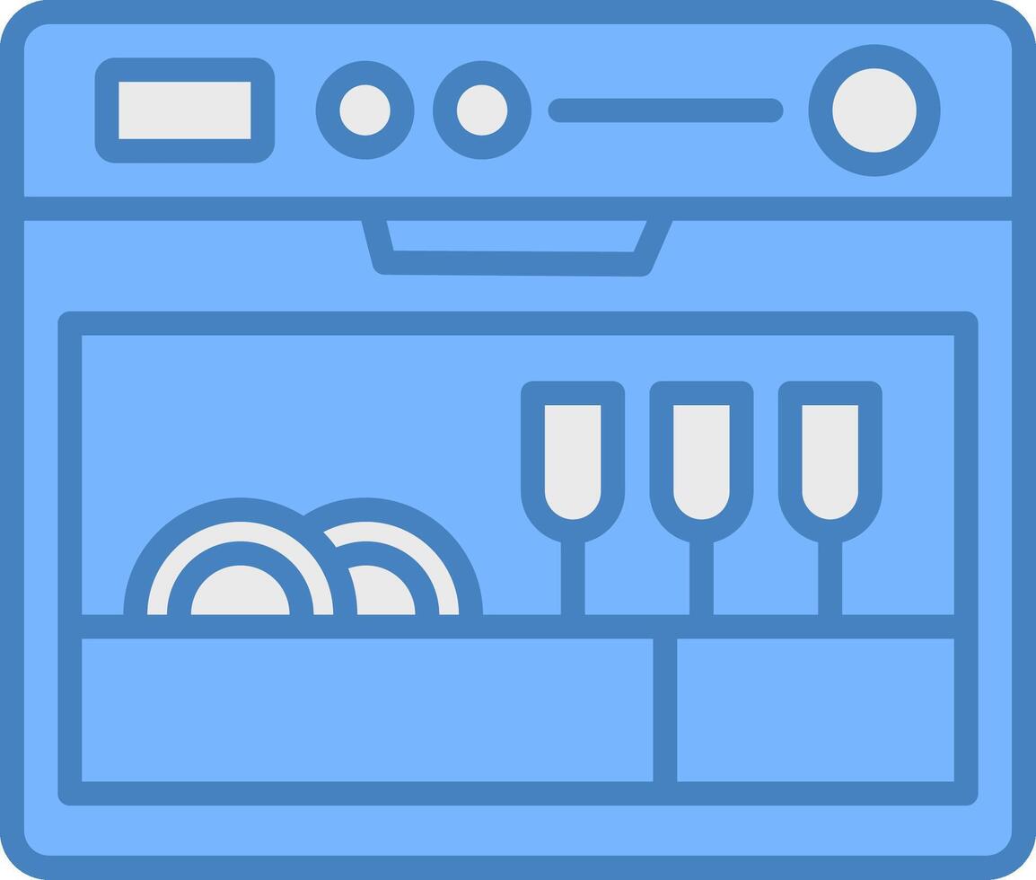 Dishwasher Line Filled Blue Icon vector
