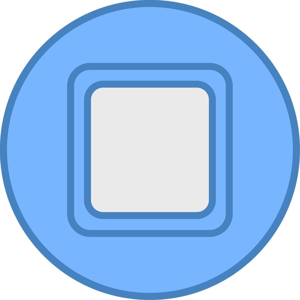 Stop Button Line Filled Blue Icon vector