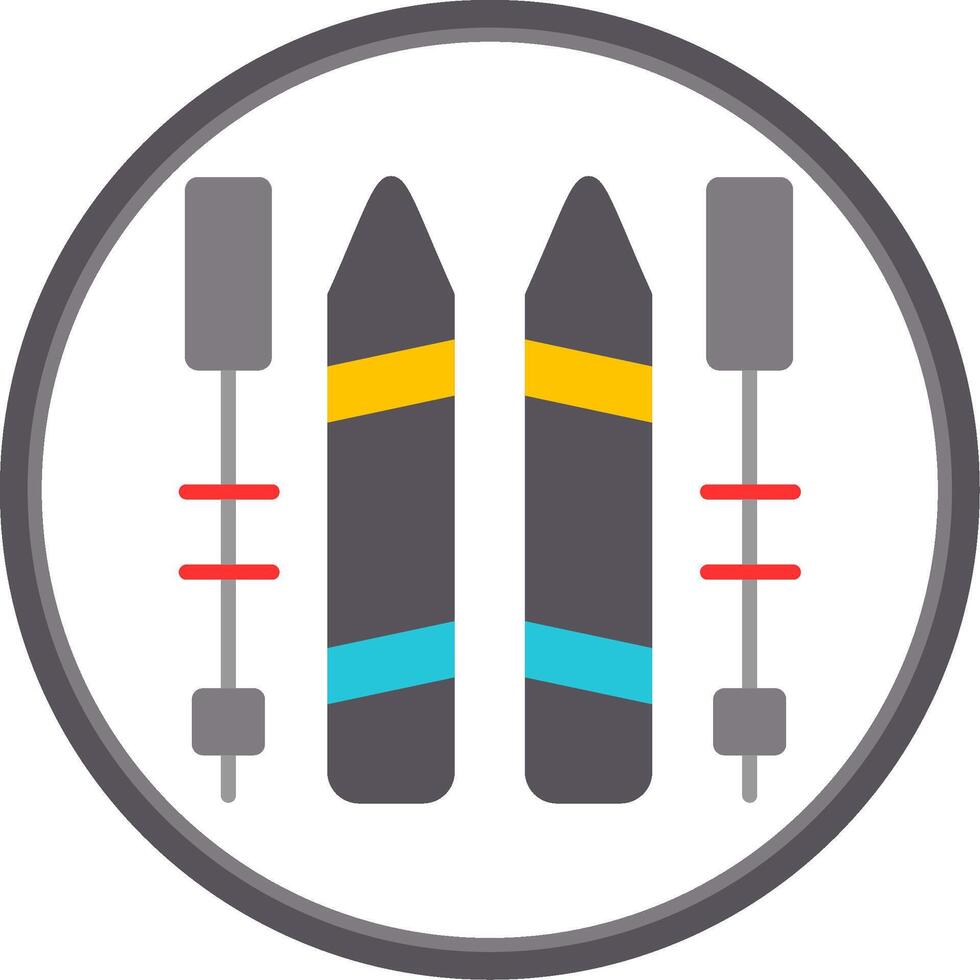 Skiing Flat Circle Icon vector