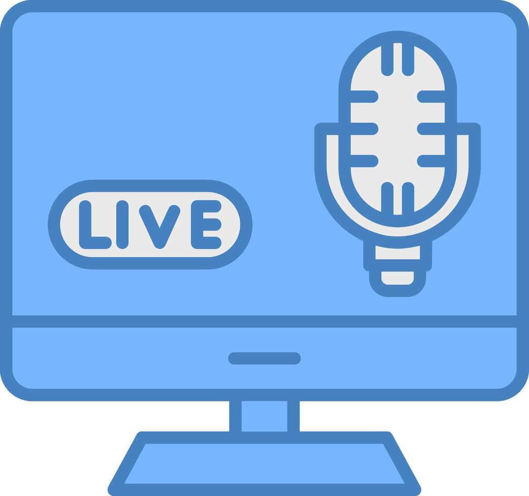 Computer Line Filled Blue Icon vector