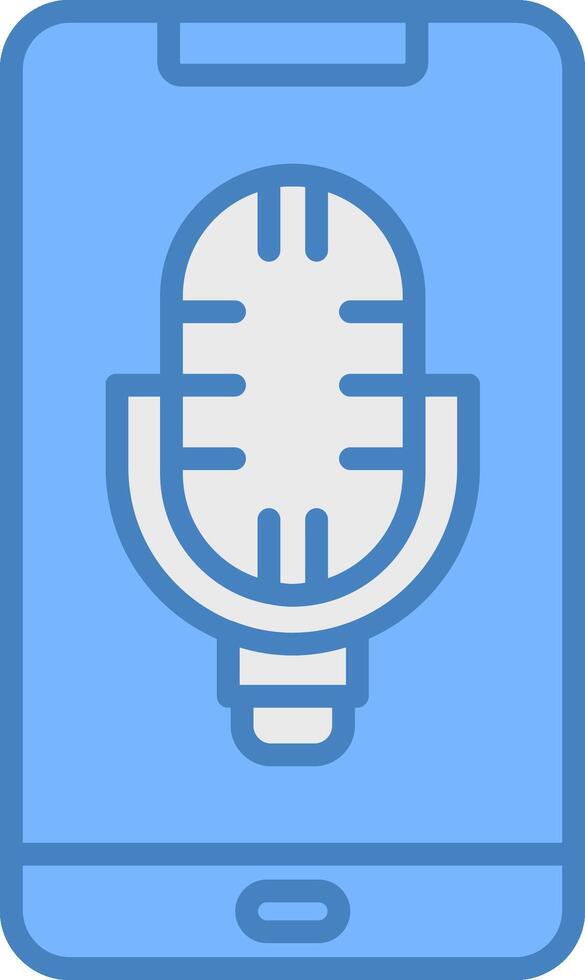 Phone Line Filled Blue Icon vector
