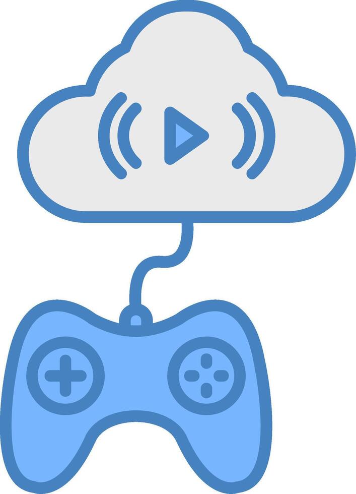 Cloud Line Filled Blue Icon vector