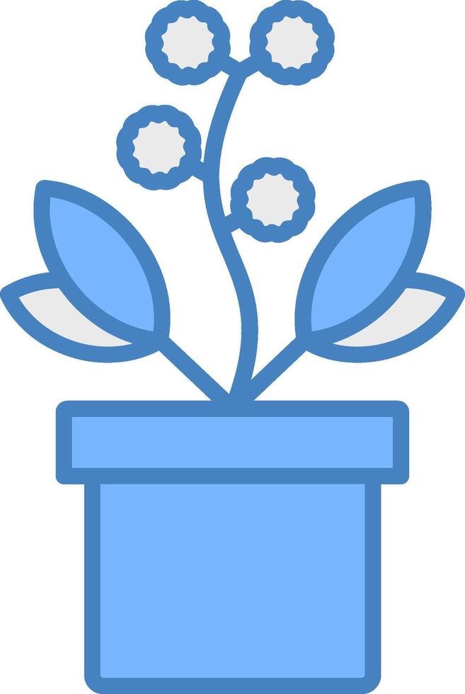 Wattle Line Filled Blue Icon vector