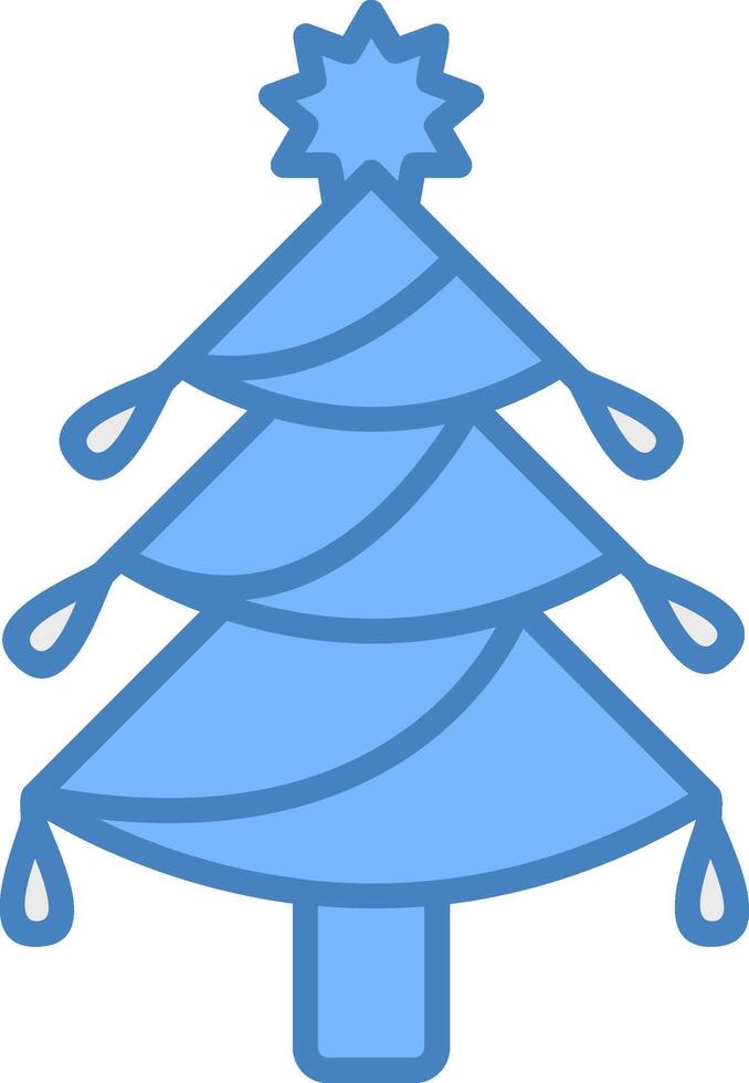 Christmas Tree Line Filled Blue Icon vector