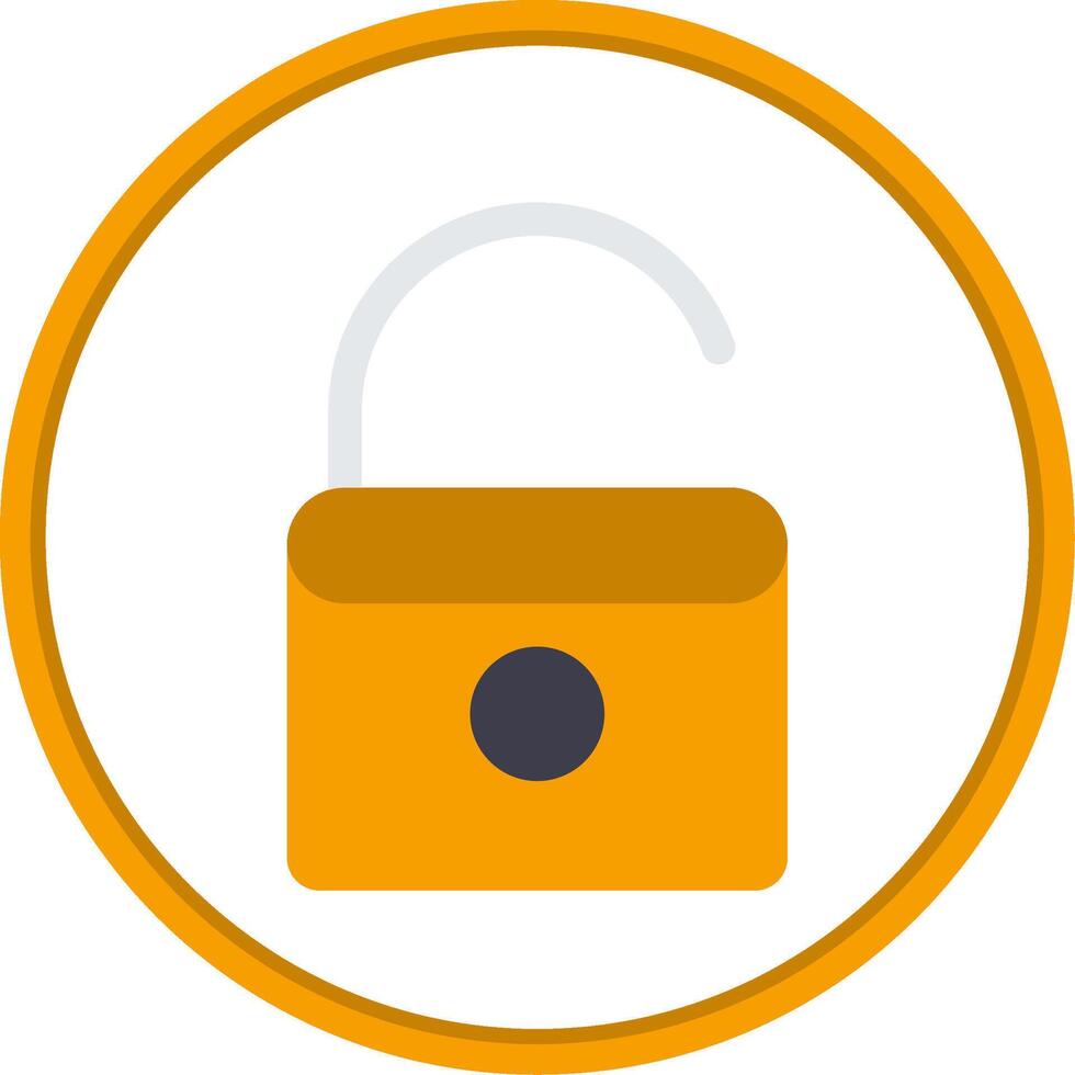 Open Lock Flat Circle Icon vector
