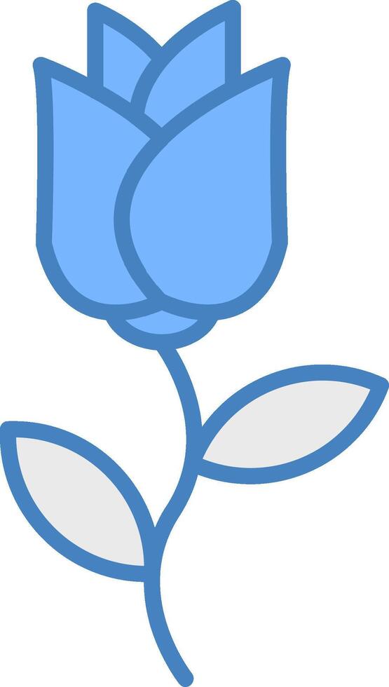 Rose Line Filled Blue Icon vector