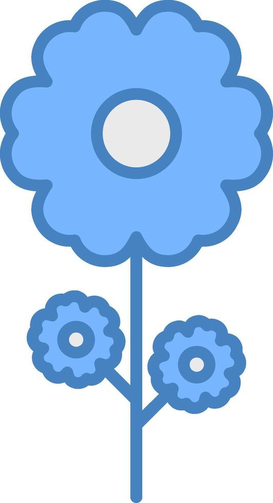 Flower Line Filled Blue Icon vector