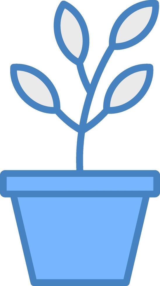 Succulent Line Filled Blue Icon vector