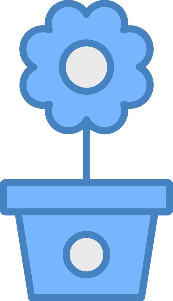 Flower Pot Line Filled Blue Icon vector