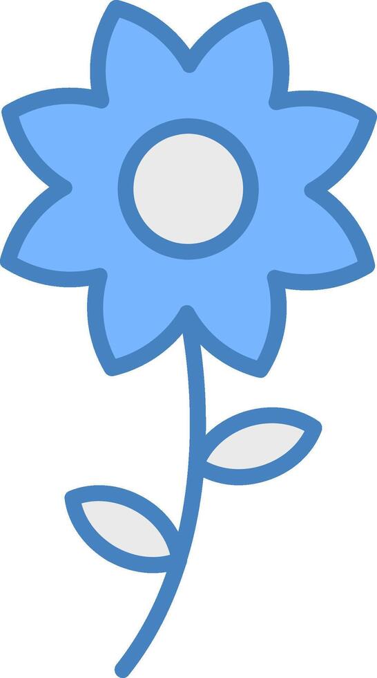 Flower Line Filled Blue Icon vector