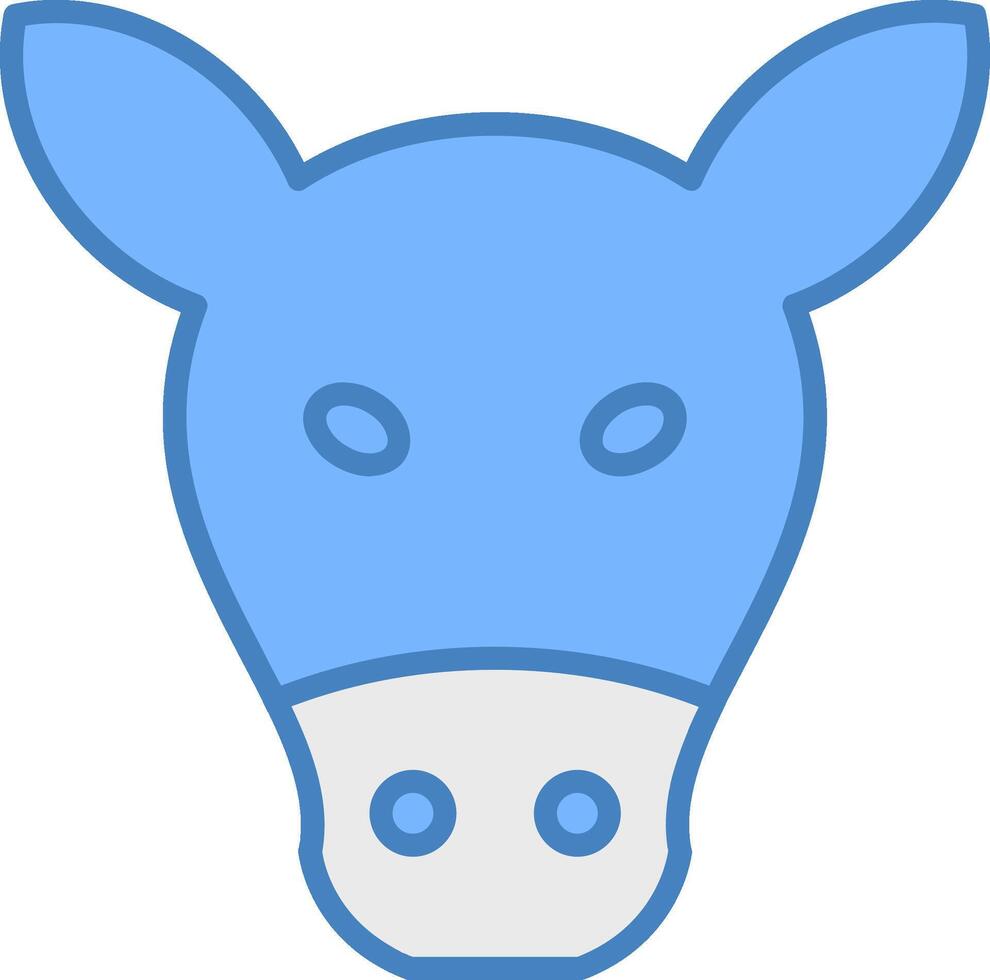 Cow Line Filled Blue Icon vector