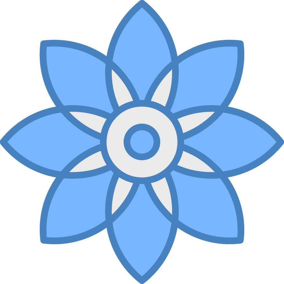 Flower Line Filled Blue Icon vector