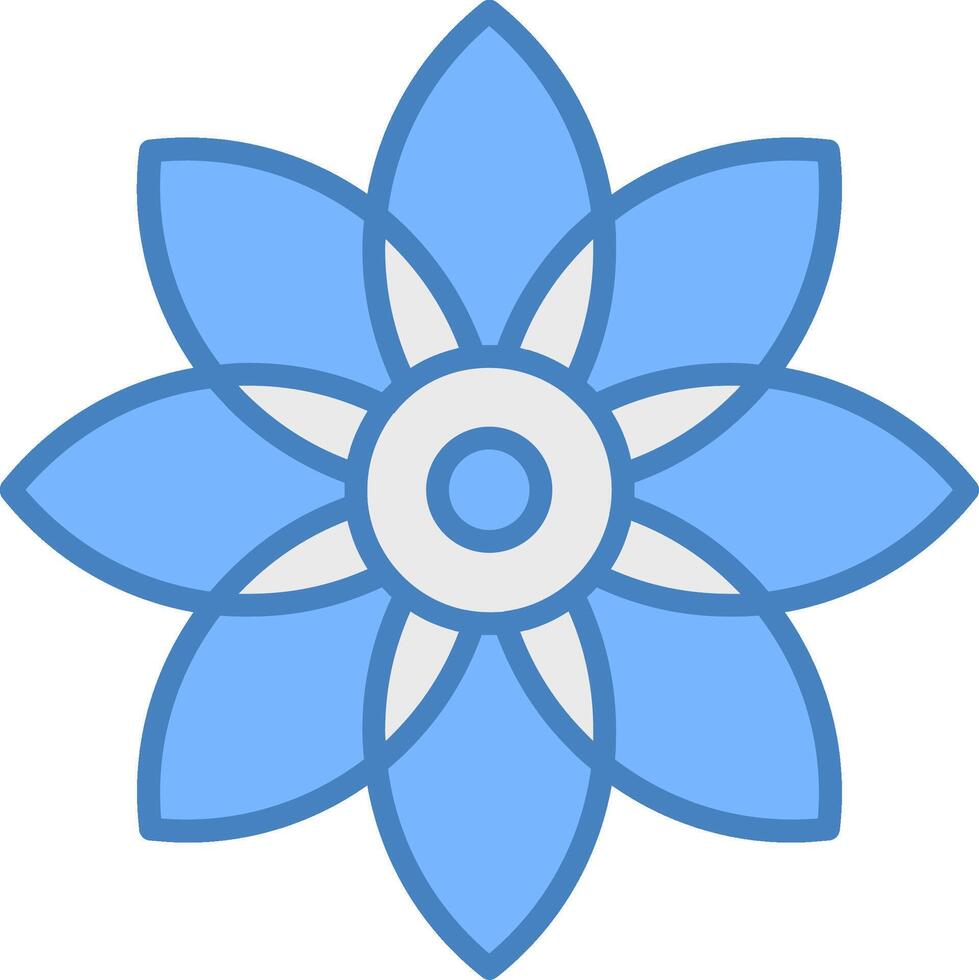 Flower Line Filled Blue Icon vector