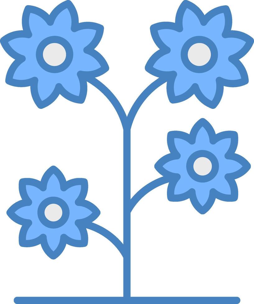 Flower Line Filled Blue Icon vector