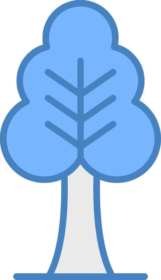 Tree Line Filled Blue Icon vector