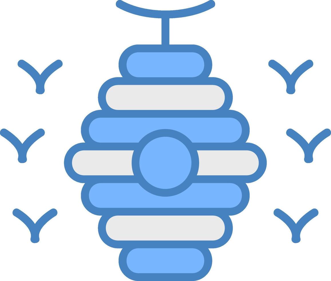 Bee Hive Line Filled Blue Icon vector