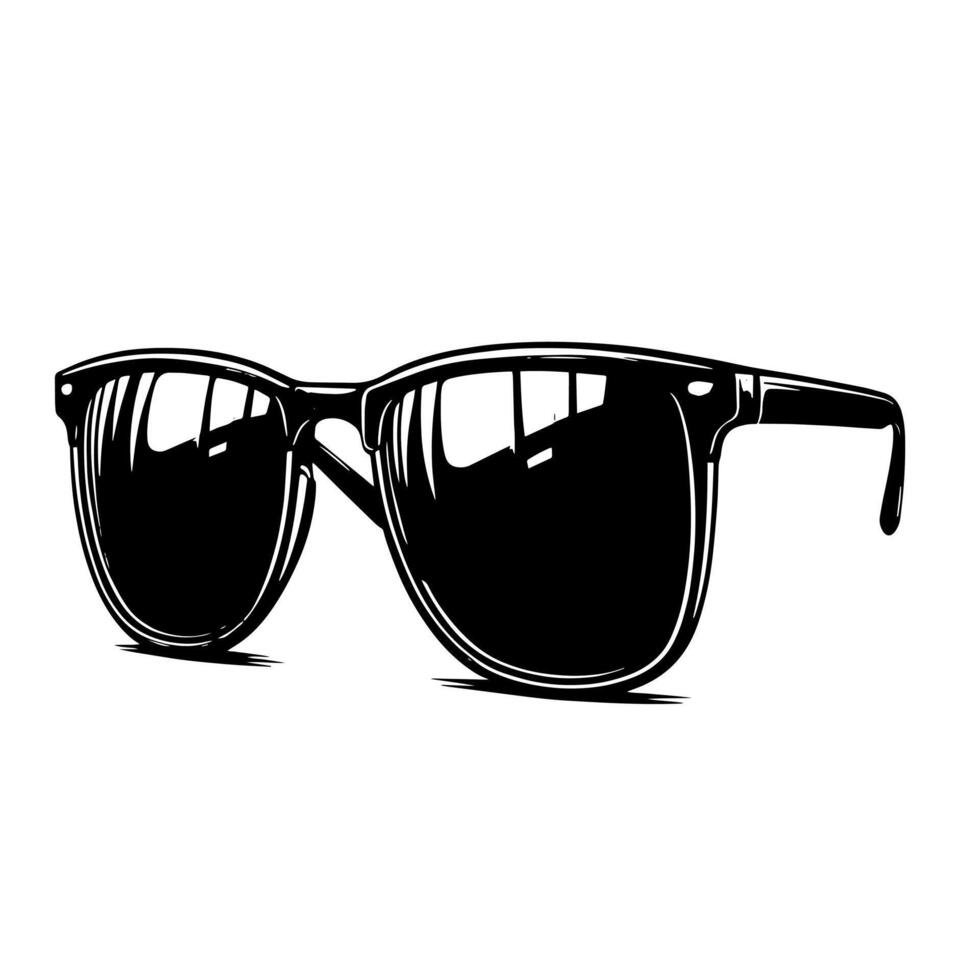 Black and White Illustration of modern black sunglasses vector